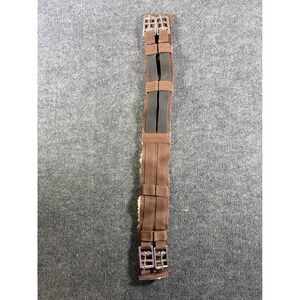 Brown Fleece Lined English Horse Girth with Roller Buckles 26 Inch